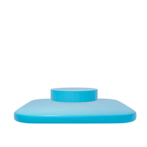 istock Blue plastic podium isolated on white background, 3d illustration for mock up design 1407765812