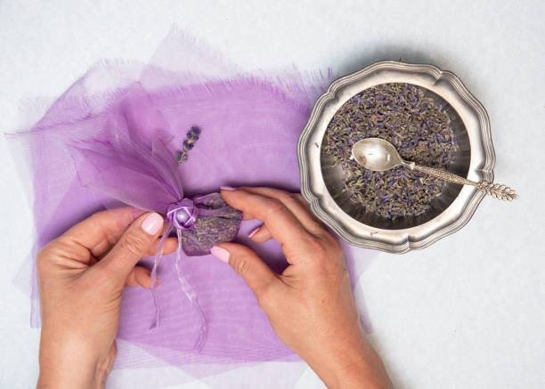 istock diy handmade purple lavender sachet,step by step instructions,step eight,flatlay 1407768152