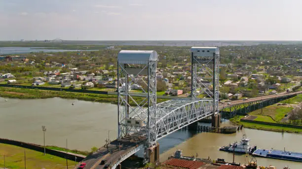 Photo of Drone Shot of Claiborne Ave Bridge and Lower Ninth Ward in New Orleans, Louisiana