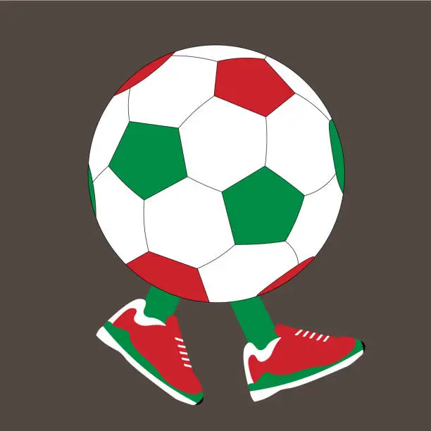 Vector illustration of White, red and green football