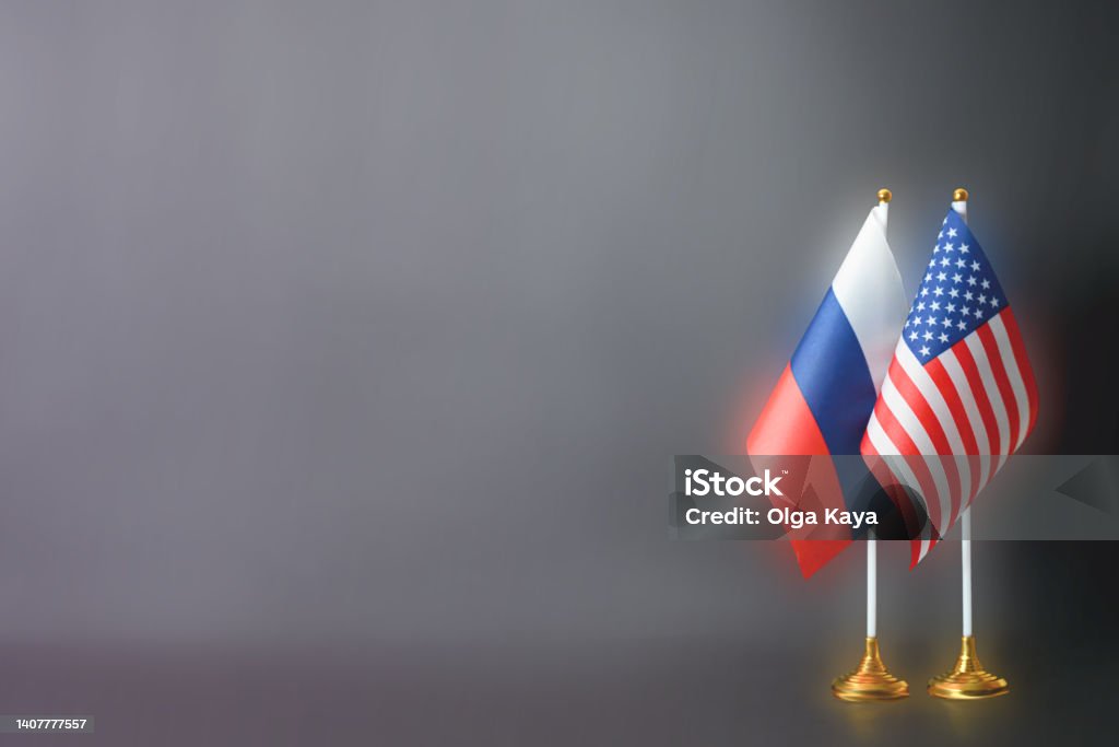 Russian and American flags Agreement Stock Photo