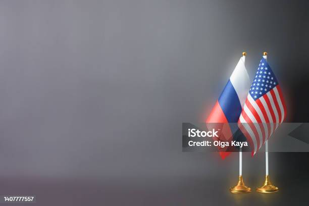 Russian And American Flags Stock Photo - Download Image Now - Agreement, American Flag, Blank