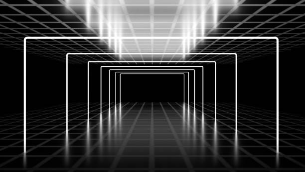 istock Futuristic Dark Tunnel with Lights 1407779133