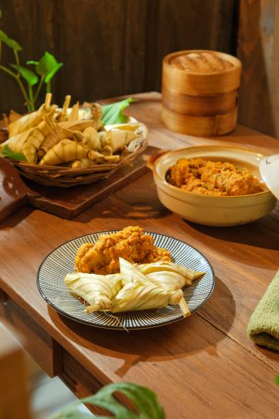 istock Ketupat palas with chicken rendang 1407780869