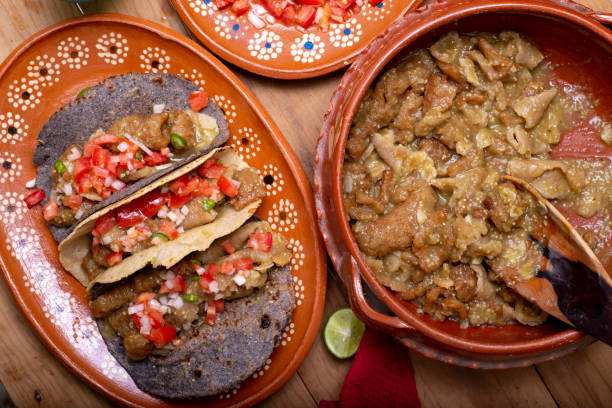 istock Chicharrones in green sauce tacos. Typical mexican food. 1407781659