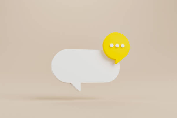 istock White and yellow speech bubble on background. Chat icon symbolic. Online message, Comment or communication concept. 3d render 1407782513