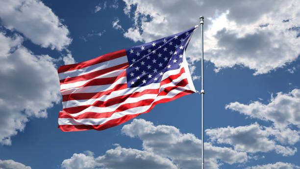 istock American flags on sky background. Independence Day concept. USA holiday. 1407782877