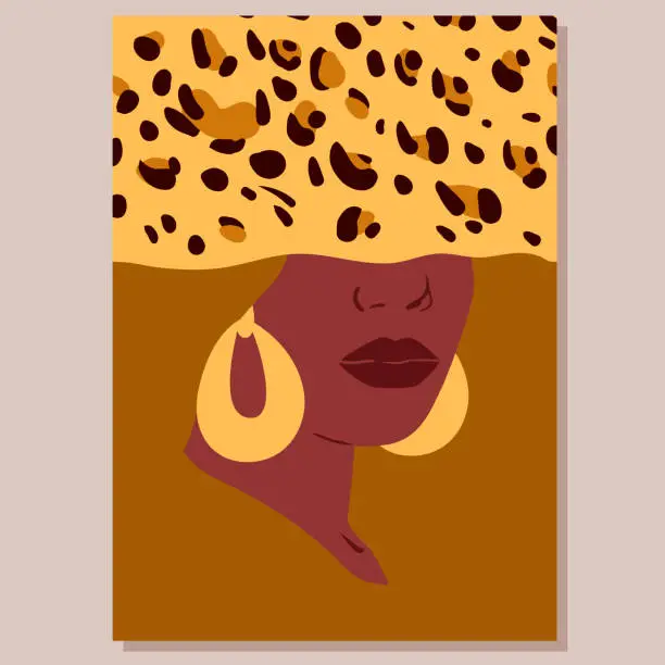 Vector illustration of African poster with afro beautiful woman