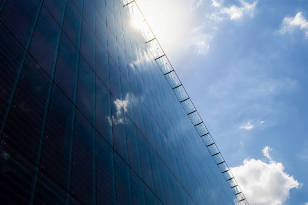 Modern office business center. City park. stock photo