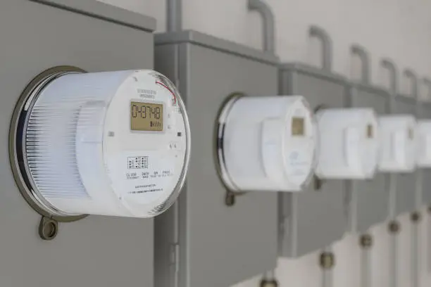 Photo of Close-up View Of Electric Meters On Wall With Blurred Background