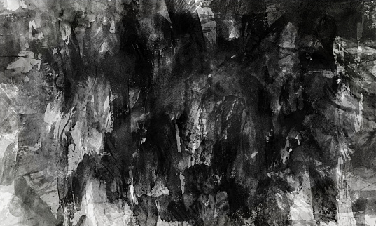 Black ink brush strokes on white background. Japanese style.Abstract ink background.Black paint stroke texture on white paper.