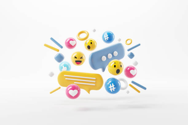 istock Abstract social media and technology with love, like, comment icon on white background, 3d render. 1407795145