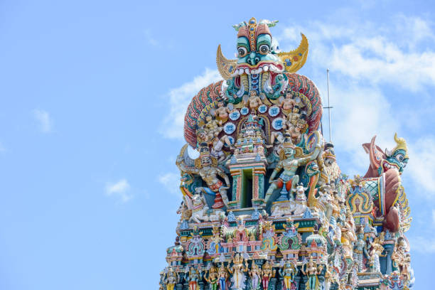 the beautiful meenakshi temple in madurai in india - details - madurai imagens e fotografias de stock