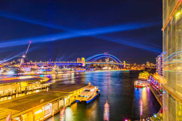 nabrzeże wyciągowe syd v22 circ quay - the rocks sydney harbor bridge sydney australia new south wales zdjęcia i obrazy z banku zdjęć