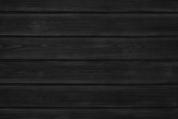 istock Black painted wooden board texture. Dark shabby horizontal wood panel textured background 1407806711