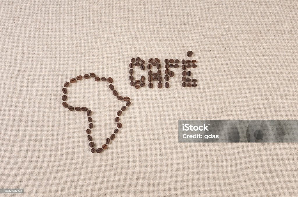 Kaffeebohnen auf Leinwand: Karte von Afrika und Café - Lizenzfrei Afrika Stock-Foto