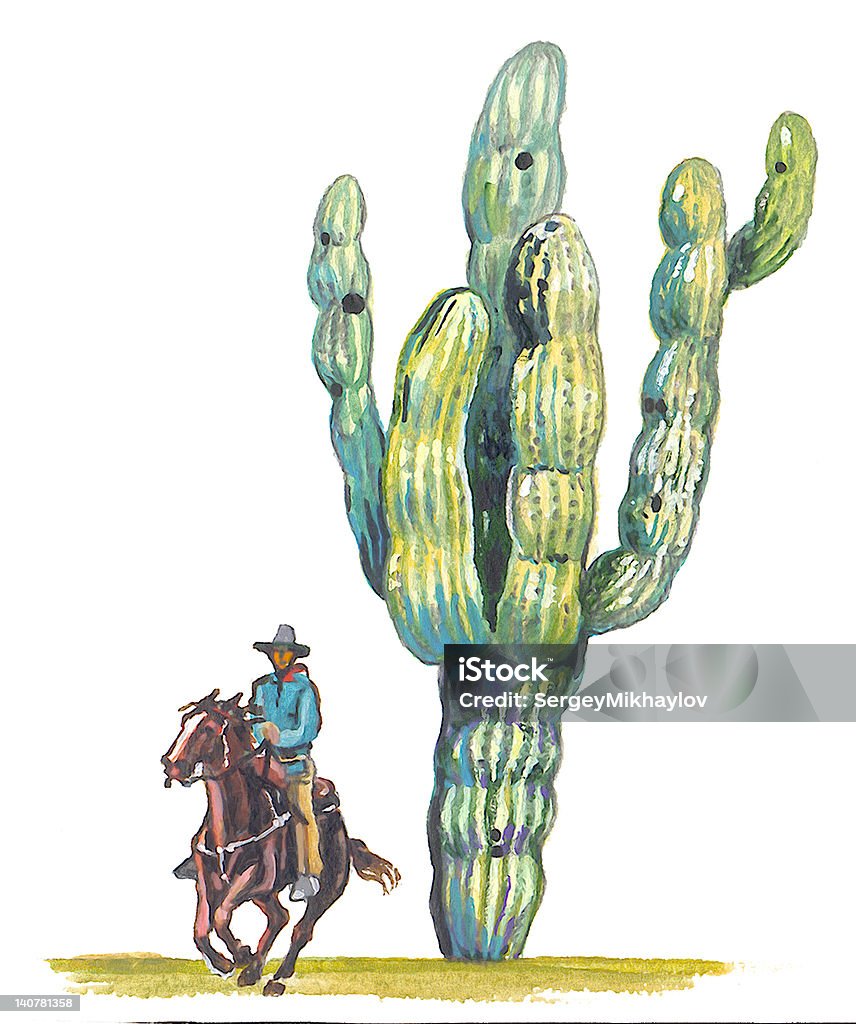 Saguaro (Carnegiea gigantea). - Ilustración de stock de Arizona libre de derechos