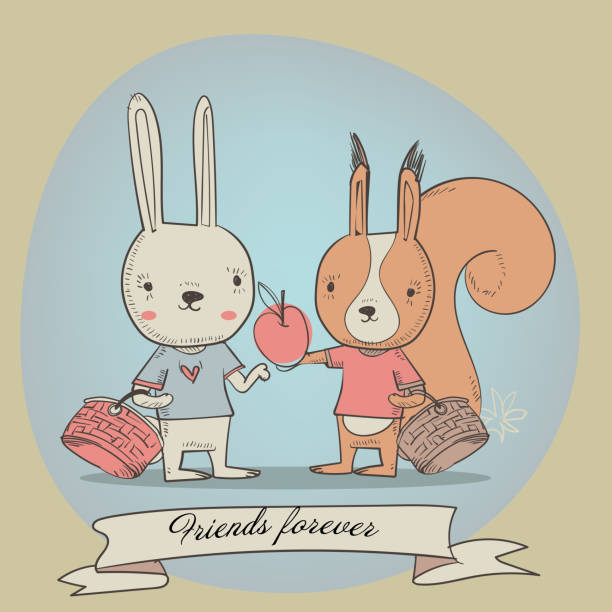 ilustrações de stock, clip art, desenhos animados e ícones de funny animal card - fluffy bear cute friendship