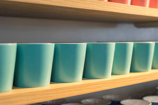 istock Ceramic mugs on display at a department store. 1407816206