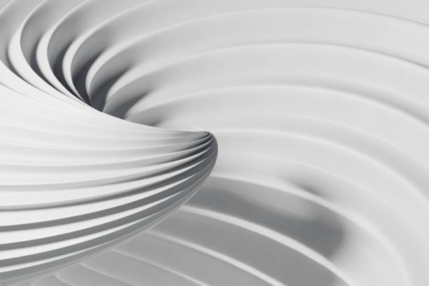 istock Ribbed rounded shapes on a white background as a modern architectural concept. Graceful curves of wavy fabric. plastic forms. 3d rendering. 1407816381
