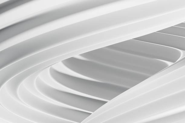 istock Intertwined rounded shapes on a white background as a modern architectural concept. Graceful curves of wavy fabric. plastic forms. 3d rendering. 1407816451