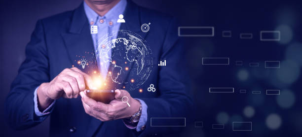 istock Businessman using mobile smart phone. Business global internet connection application technology and digital marketing, Financial and banking, Digital link tech, big data. 1407817517
