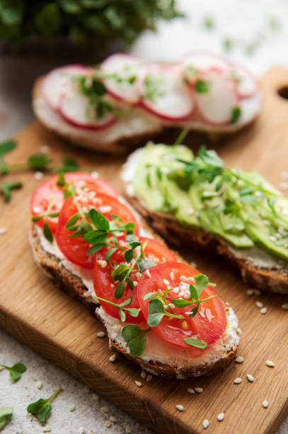 istock Different sandwiches with vegetables and microgreens 1407820220