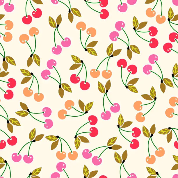 Vector illustration of Cherry seamless pattern .