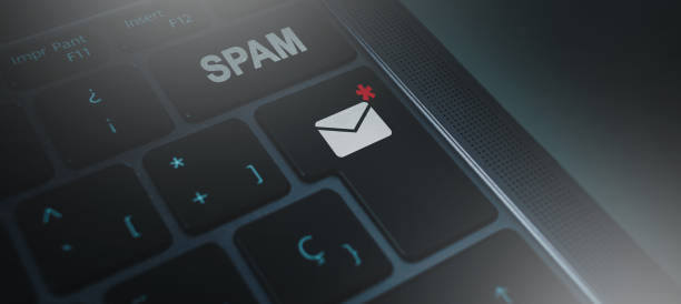 istock Banner of keyboard with mail spam button concept. 1407827369