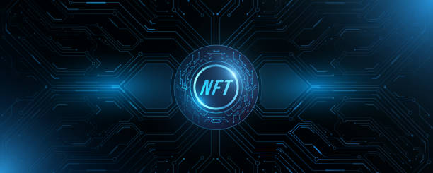 istock NFT nonfungible tokens cover. Blue HUD elements glowing with computer circuit board. DeFi concept. Futuristic hi-tech banner. Modern technology background 1407828294