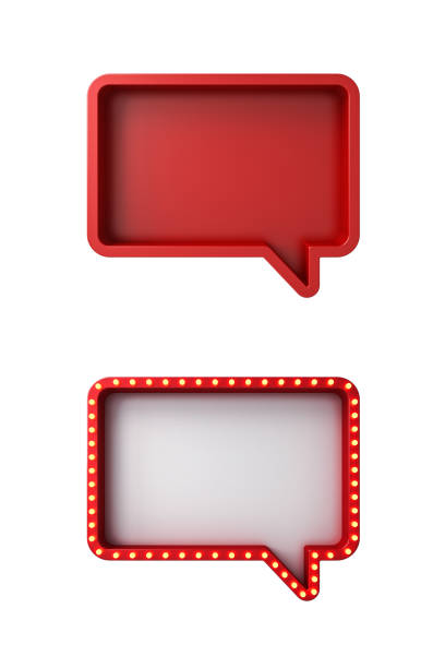 Collection set of red speech bubble boxes isolated over white background 3D rendering stock photo