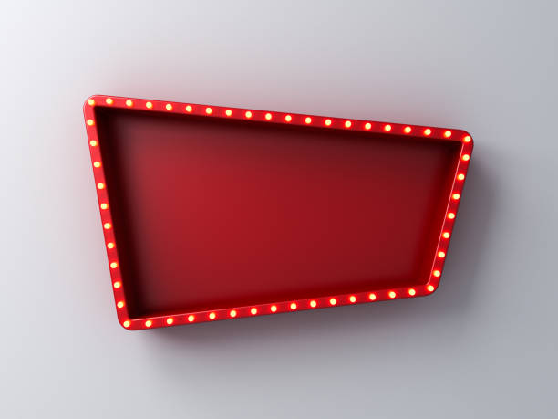 istock Retro billboard sign box or blank shining signboard with glowing yellow neon light bulbs isolated on white wall background with shadow 3D rendering 1407829051