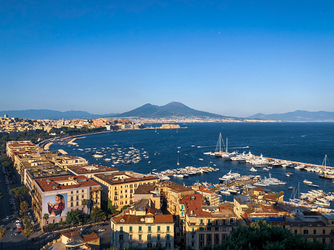 Menton, France - September 15 2019: Garavan port and Old Town, daytime view