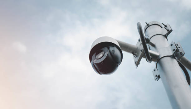 istock Security system outside CCTV camera to prevent theft in public places 1407833099