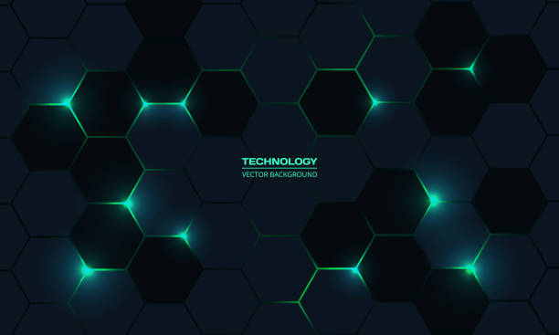 illustrations, cliparts, dessins animés et icônes de fond abstrait vectoriel de technologie hexagonale sombre. - honeycomb pattern hexagon backgrounds