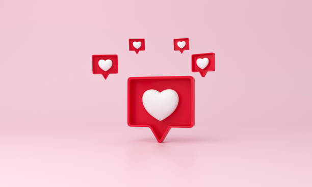 istock Icon like heart around with Icon like heart on pink background. Notifications like. 1407838092
