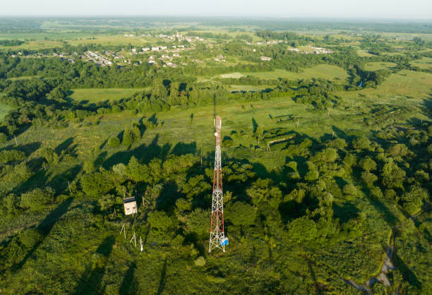 istock Mobile Tower installation. Cell site and Telecom Base Station. 1407838391