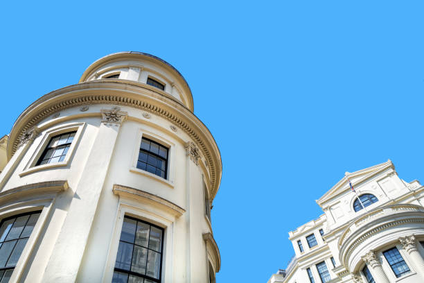 istock Generic London architecture against blue sky background with space for text. 1407839908
