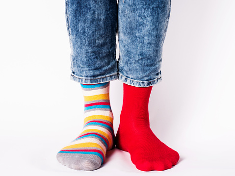 Legs of girls and colorful socks