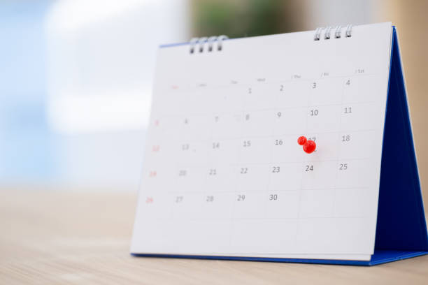 istock Calendar in office,Business management event,business plan targeted marketing activities, media relations advertising Calender Page With Tacks/Business Concept. 1407846310