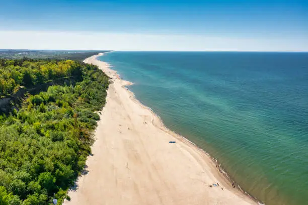 Photo of Aerial landscape of the beach in Jastrzebia Gora by the Baltic Sea at summer. Poland.