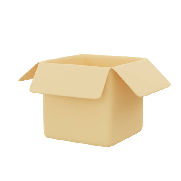 istock opened parcel boxes isolated on white background, shopping and delivery object collection, 3d rendering. 1407856647