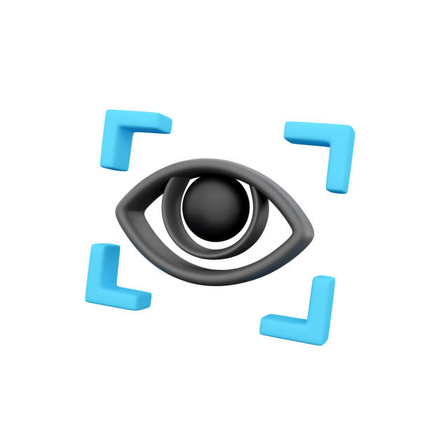 3d render illustration of eye scan.3D render Simple icon for web and app. 3D render modern trendy design. Isolated on white background