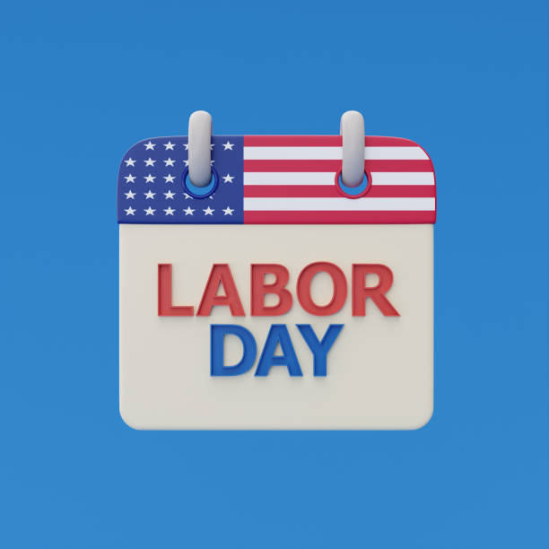 istock Happy labor day usa concept with calendar and construction tools on blue background, 3d rendering 1407859600