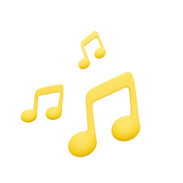 istock 3d render illustration of yellow music note isolated on white background. 3d rendering music icon on white 1407860570