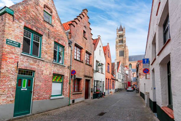 St. Salvator's Cathedral and old town streets, Bruges, Belgium St. Salvator's Cathedral and old town streets, Bruges, Belgium st salvators cathedral stock pictures, royalty-free photos & images