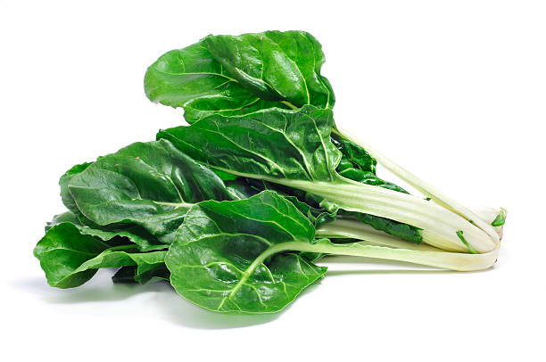 Isolated image of bright green chard stock photo