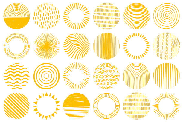 수작업 원 - abstract design element striped swirl stock illustrations