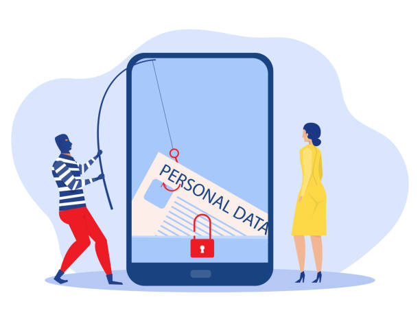 istock Mask Theft of personal phishing data on mobile,tealing personal data. Criminal spy phone, identity theft scenes set,Cyber criminals phishing  flat vector illustration 1407863097