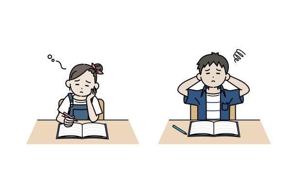 no more homework clipart Children studying boredom Clip art of Children studying boredom. no more homework stock illustrations